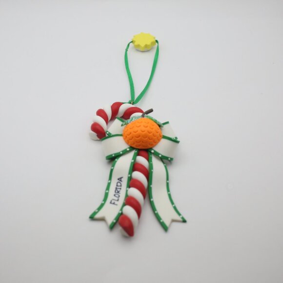 Santa's Pen Clay Dough Candy Cane Ornament Florida (Orange and Sunshine) - Picture 2 of 9